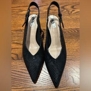 ZARA slingback pointed block heels